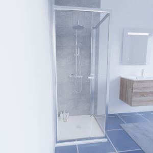 Paroi de douche d'angle 80x80 cm porte rentrante vers l'intérieur CLEVER 