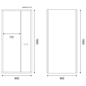 Paroi de douche d'angle 90x90 cm porte rentrante vers l'intérieur CLEVER 