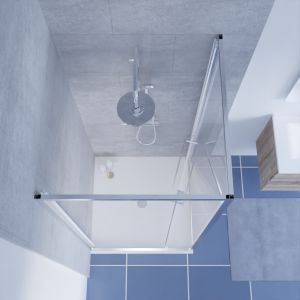 Paroi de douche d'angle 90x90 cm porte rentrante vers l'intérieur CLEVER 