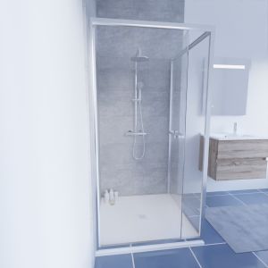 Paroi de douche d'angle 100x100 cm porte rentrante vers l'intérieur CLEVER 