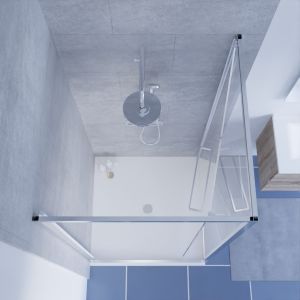 Paroi de douche d'angle 100x100 cm porte rentrante vers l'intérieur CLEVER 