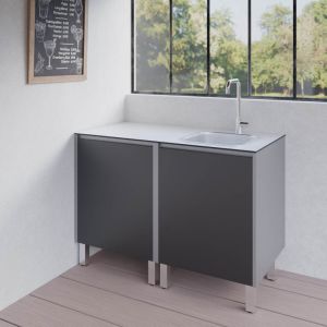 Cuisine d'extérieur en inox haut de gamme 120 cm avec évier, plan de travail, emplacement plancha KX08