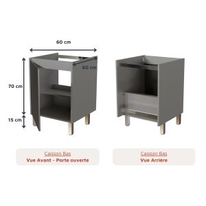 Cuisine d'extérieur en inox haut de gamme 180 cm avec évier, plan de travail et emplacement frigo KX14