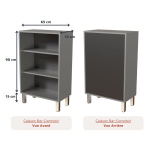 Cuisine extérieur en inox haut de gamme 180 cm avec évier, plan de travail, bar et emplacement pour frigo KX13