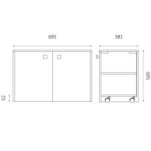 Meuble sur roulette EPURE - 70 cm blanc brillant