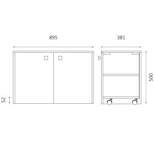 Meuble sur roulette EPURE - 90 cm blanc brillant