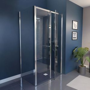 Paroi de douche PMR en angle double portes pivotantes PACIFIC 120 cm x 80 cm