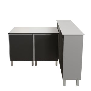 Cuisine d'été en inox 120 cm avec plan de travail emplacement plancha et bar extérieur KX03