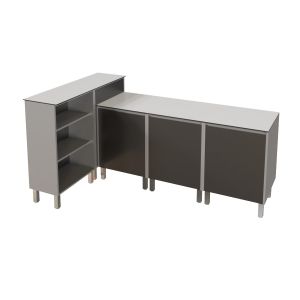 Cuisine d'extérieur en inox haut de gamme avec plan de travail 180 cm, emplacement plancha et bar comptoir KX04