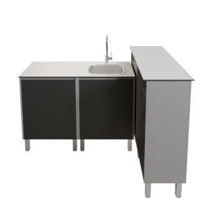 Cuisine d'extérieur en inox haut de gamme 120 cm avec évier, plan de travail pour plancha et bar KX10