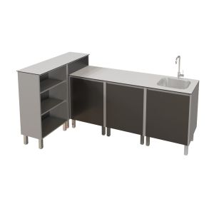 Cuisine d'extérieur en inox haut de gamme 180 cm avec évier, plan de travail et bar KX11