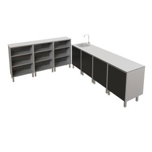 Cuisine d'extérieur en inox haut de gamme - 240 cm avec évier, plan de travail et bar KX12