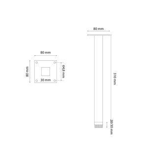 Pied de meuble en aluminium noir mat  - Hauteur 33 cm