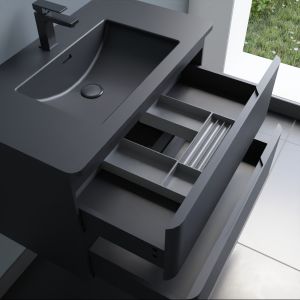 Meuble salle de bain suspendu PEARL 80 cm - Noir mat