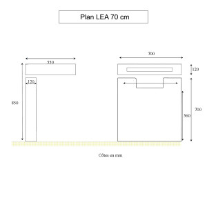 Caisson simple vasque LÉA 70 - blanc brillant