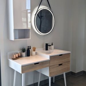 Meuble de salle de bain style scandinave ALYA 120 cm - Bois et blanc