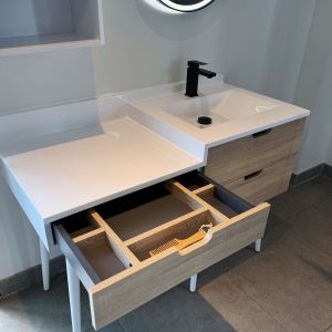 Meuble de salle de bain style scandinave ALYA 120 cm - Bois et blanc