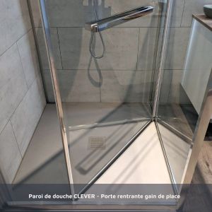 Paroi de douche d'angle 80x80 cm porte rentrante vers l'intérieur CLEVER