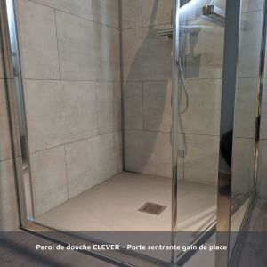 Paroi de douche d'angle 80x80 cm porte rentrante vers l'intérieur CLEVER