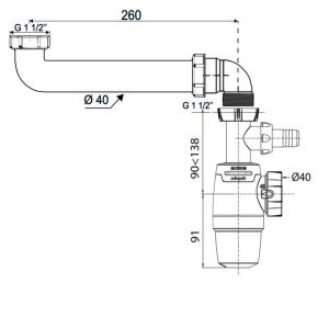 Siphon évier gain de place WIRQUIN