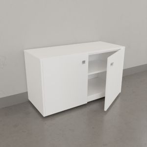 Meuble vasque PMR EPURE 90 cm avec miroir led Eleg Plus et caisson roulant - Blanc brillant