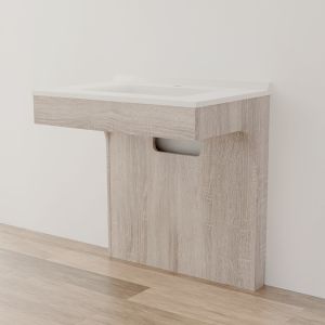 Meuble vasque ALTEA 80 cm, miroir led Elégance ht105 et Mobiroul 80 cm - Cambrian oak