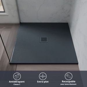 Receveur de douche 90x90 cm extra plat - DIAMANT - coloris gris anthracite