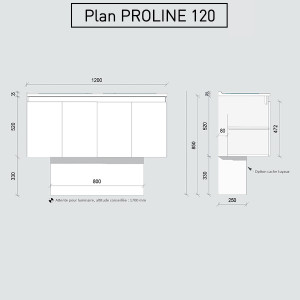 Meuble double vasque 120 cm PROLINE plan