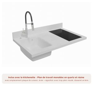 Kitchenette K00L - 100 cm - emplacements frigo top et micro-ondes 