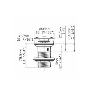 Bonde clic clac dorée mat pour vasque avec trop plein - schéma