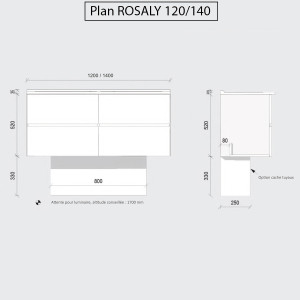 Meuble double vasque 140 cm ROSALY avec plan vasque en résine 140 cm x 46 cm