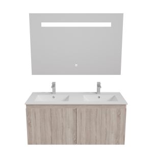 Meuble PROLINE 120 cm avec plan double vasque et miroir Elégance ht80
