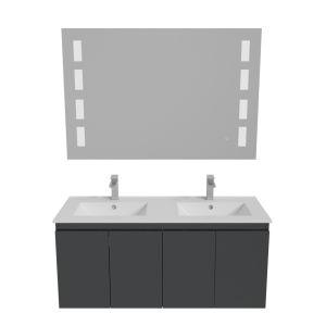 Meuble PROLINE 120 cm avec plan double vasque et miroir Prestige