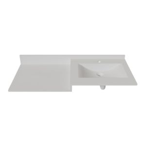 Plan vasque 120 cm en résine 1 vasque décentrée - ATOLL Plan vasque ATOLL avec vasque déportée à droite et plan de toilette - 120 cm