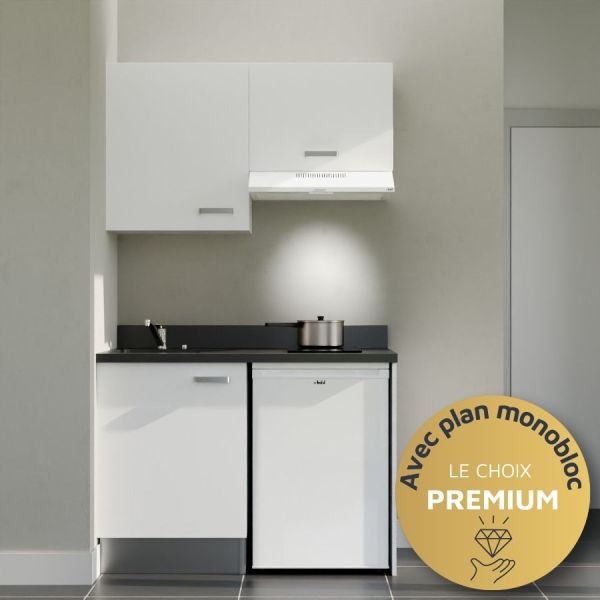 Kitchenette K01L - 120 cm - emplacements frigo top et hotte