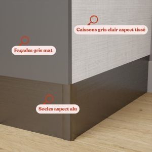 Zoom meuble coloris gris mat Kitchenette K46L