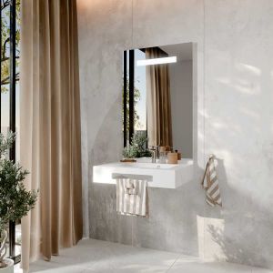 LEA 70 cm plan vasque suspendu avec miroir LED Elégance ht105