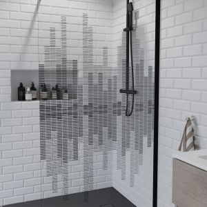Paroi de douche à l'italienne 100 cm x 200 cm - Sérigraphie motif noir MANHATTAN 
