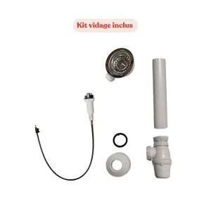 Plan de travail monobloc évier - Inclus : bonde, siphon, système de vidage automatique