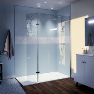 Paroi de douche italienne 120+40 x 200 cm STURDY verre 10 mm avec volet pivotant