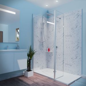 Paroi de douche italienne 100+40 x 200cm CALYPSO verre 8 mm avec volet pivotant