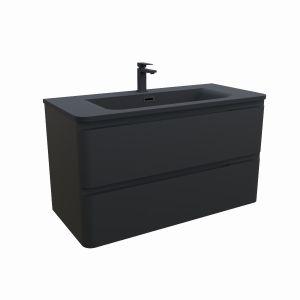 Meuble salle de bain suspendu PEARL 100 cm - Noir mat
