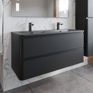 Meuble double vasque suspendu PEARL 120 cm - Noir mat