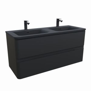 Meuble double vasque suspendu PEARL 120 cm - Noir mat