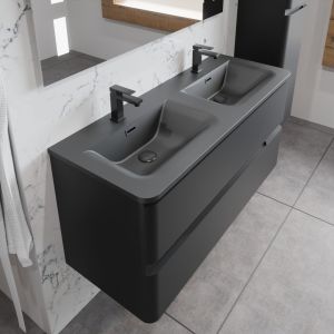 Meuble double vasque suspendu PEARL 120 cm - Noir mat