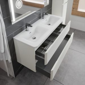 Meuble double vasque de salle de bain IVORY 120 cm - Blanc crème mat