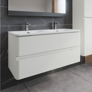 Meuble double vasque de salle de bain IVORY 120 cm - Blanc crème mat