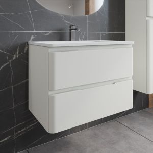 Meuble salle de bain suspendu IVORY 80 cm - Blanc mat