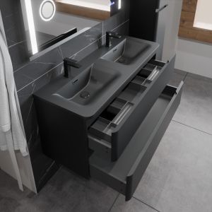 Meuble double vasque suspendu PEARL 120 cm - Noir mat