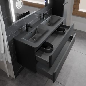 Meuble double vasque suspendu PEARL 120 cm - Noir mat